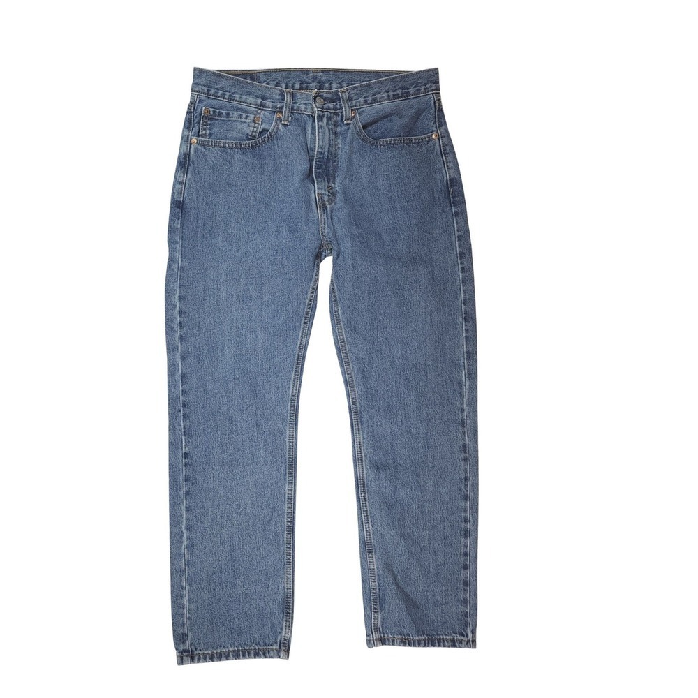 Levi Strauss Co 505 Regular Fit Straight Leg Jeans Blue Wash Mens W34 L28.5